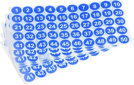 Наклейки с цифрами от 1 до 100, самоклеящиеся, 10 комплектов в упаковке, синие и черные